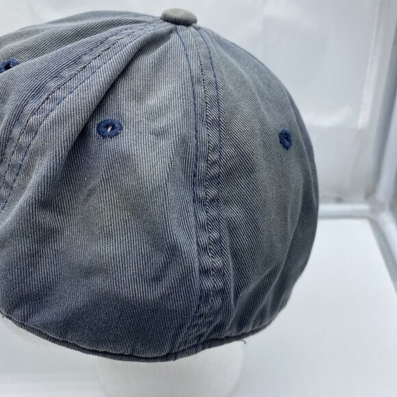 Bud Light Logo Tattered Worn Faded Gray Cap Hat Flex-Fit Stretch OSFM - Picture 7 of 11